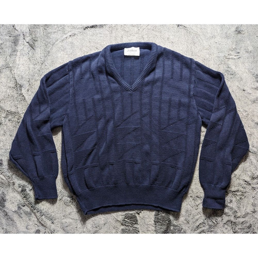 Vintage Titleist Collection V Neck Sweater Men's Size Large Blue